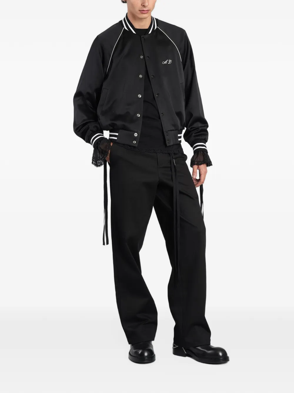 Ann Demeulemeester Gautar ribbon-detail loose-fit trousers Zwart