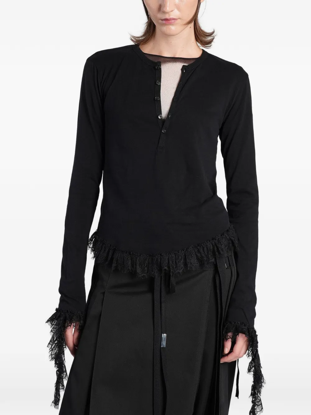 Ann Demeulemeester Mare lace-trim top Zwart