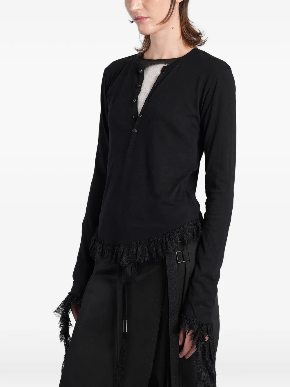 Ann Demeulemeester Mare lace-trim top Zwart