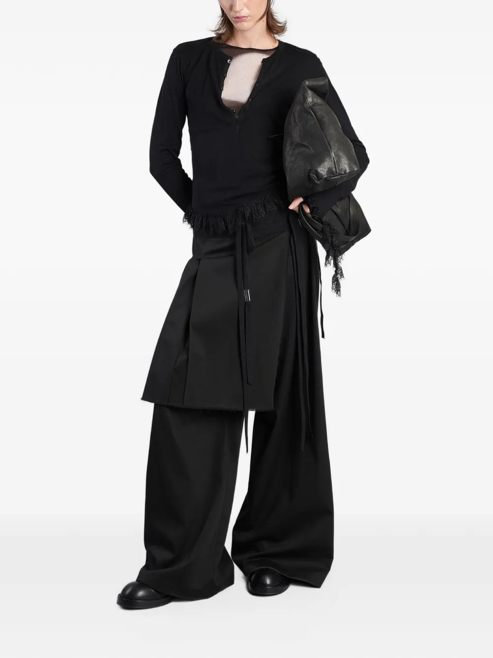 Ann Demeulemeester Mare lace-trim top Zwart