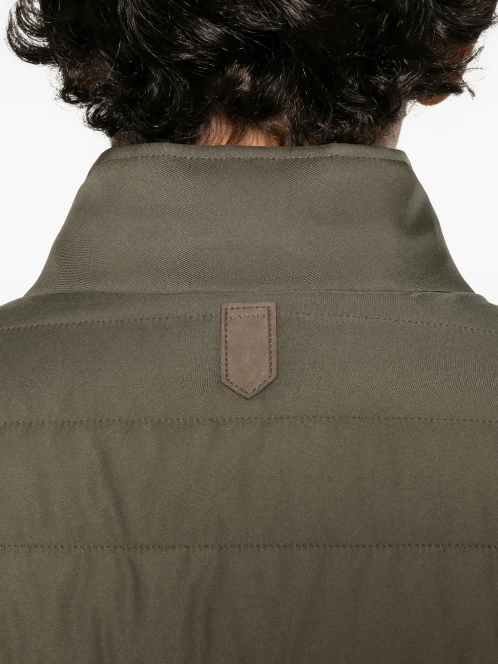 Canali quilted high-neck jacket Groen