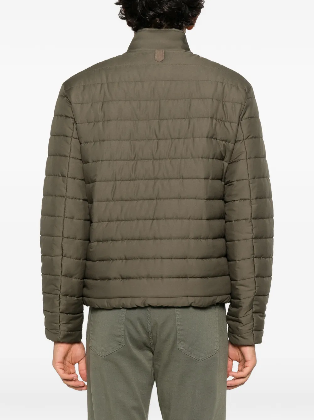 Canali quilted high-neck jacket Groen
