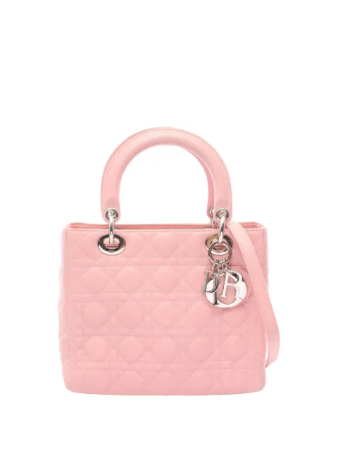 Christian Dior Pre-Owned bolsa satchel Cannage Lady Dior mediana de piel de cordero 2000-2026