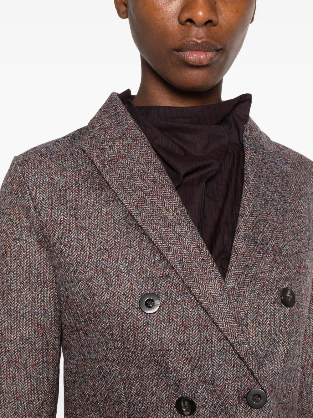 Circolo 1901 double-breasted herringbone blazer Bruin