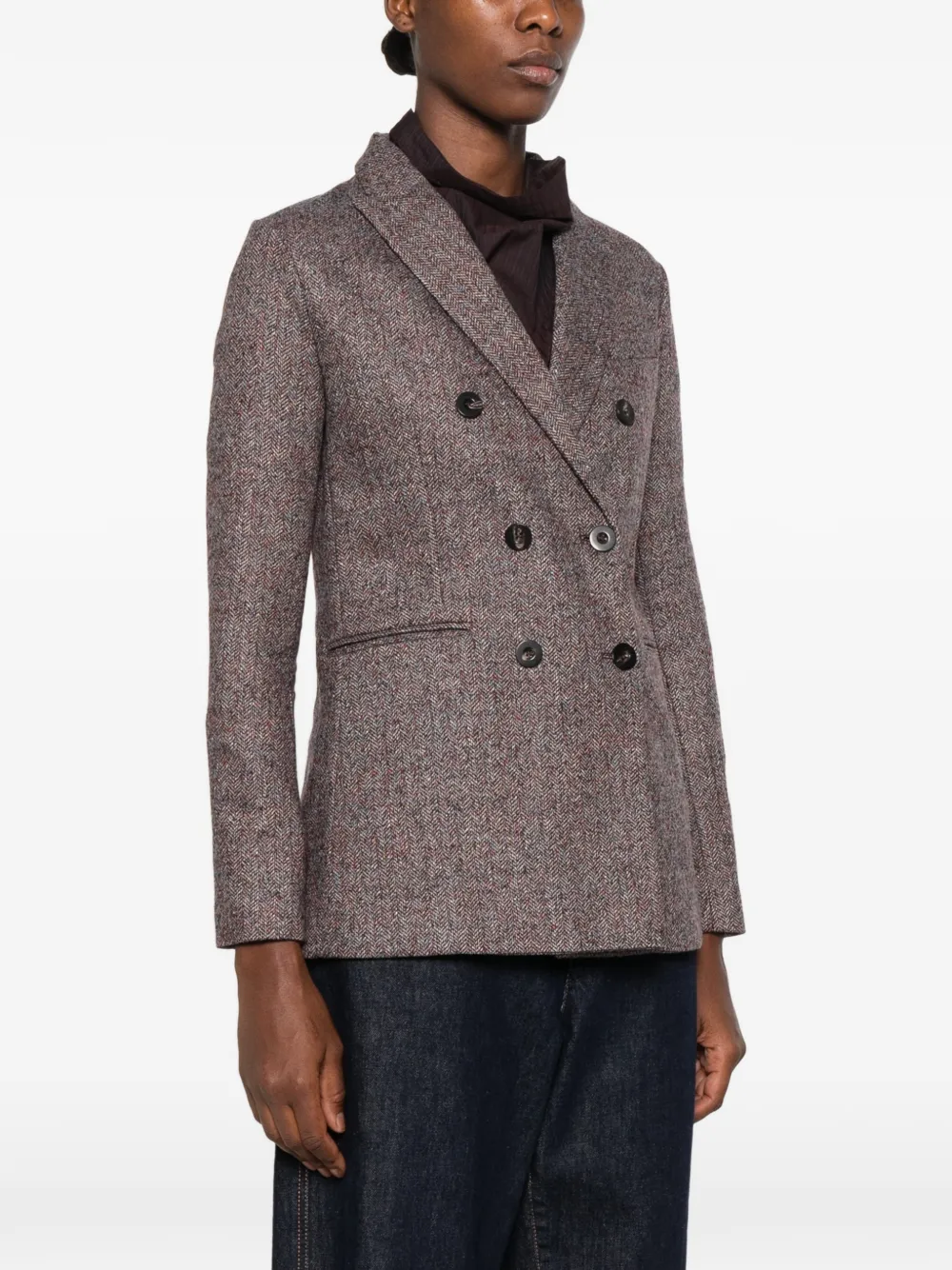 Circolo 1901 double-breasted herringbone blazer Bruin