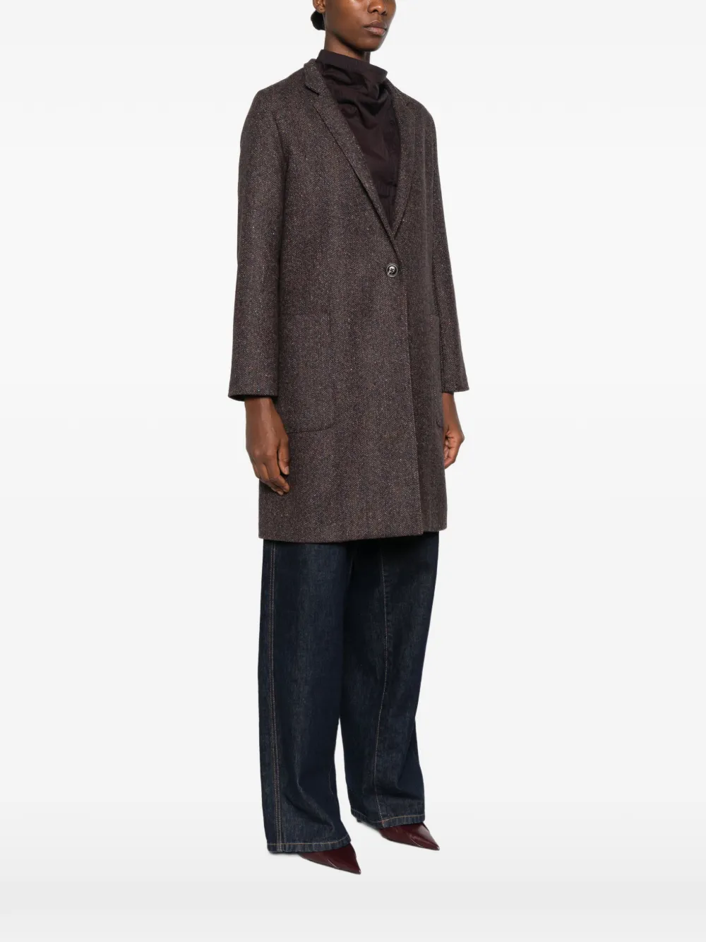Circolo 1901 herringbone single-breasted coat Bruin