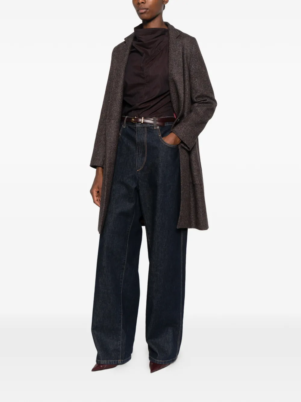 Circolo 1901 herringbone single-breasted coat Bruin