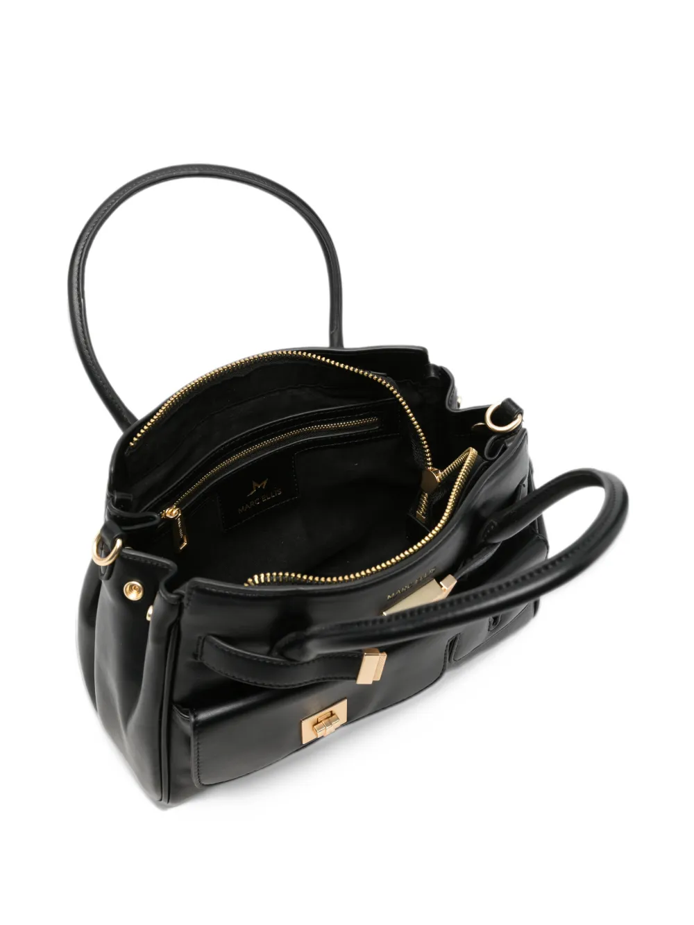 Marc Ellis Myna logo-plaque buckled tote bag Zwart