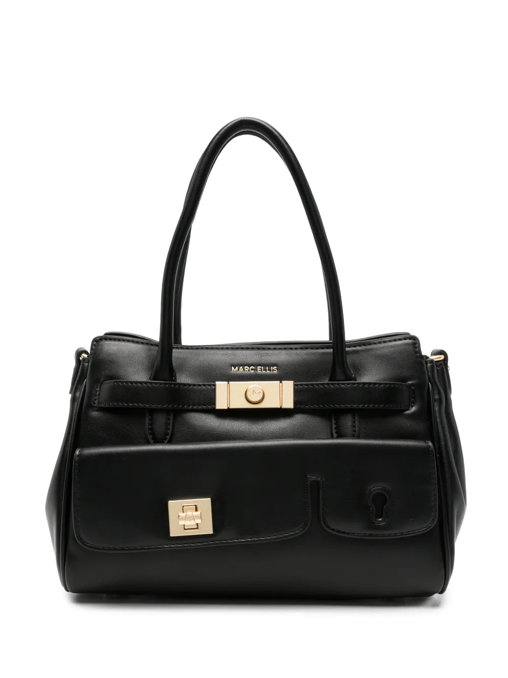 Marc Ellis Myna logo-plaque buckled tote bag Zwart