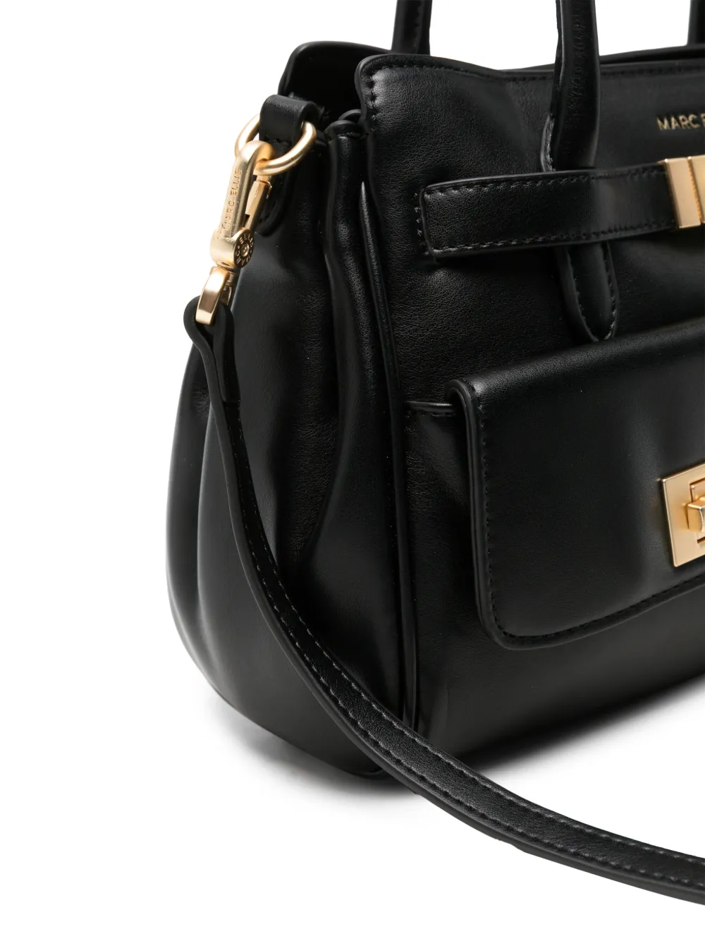 Marc Ellis Myna logo-plaque buckled tote bag Zwart