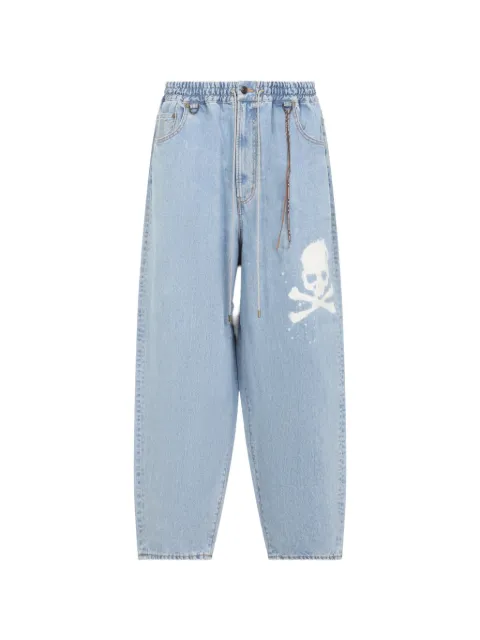 Mastermind Japan skull-print drawstring jeans