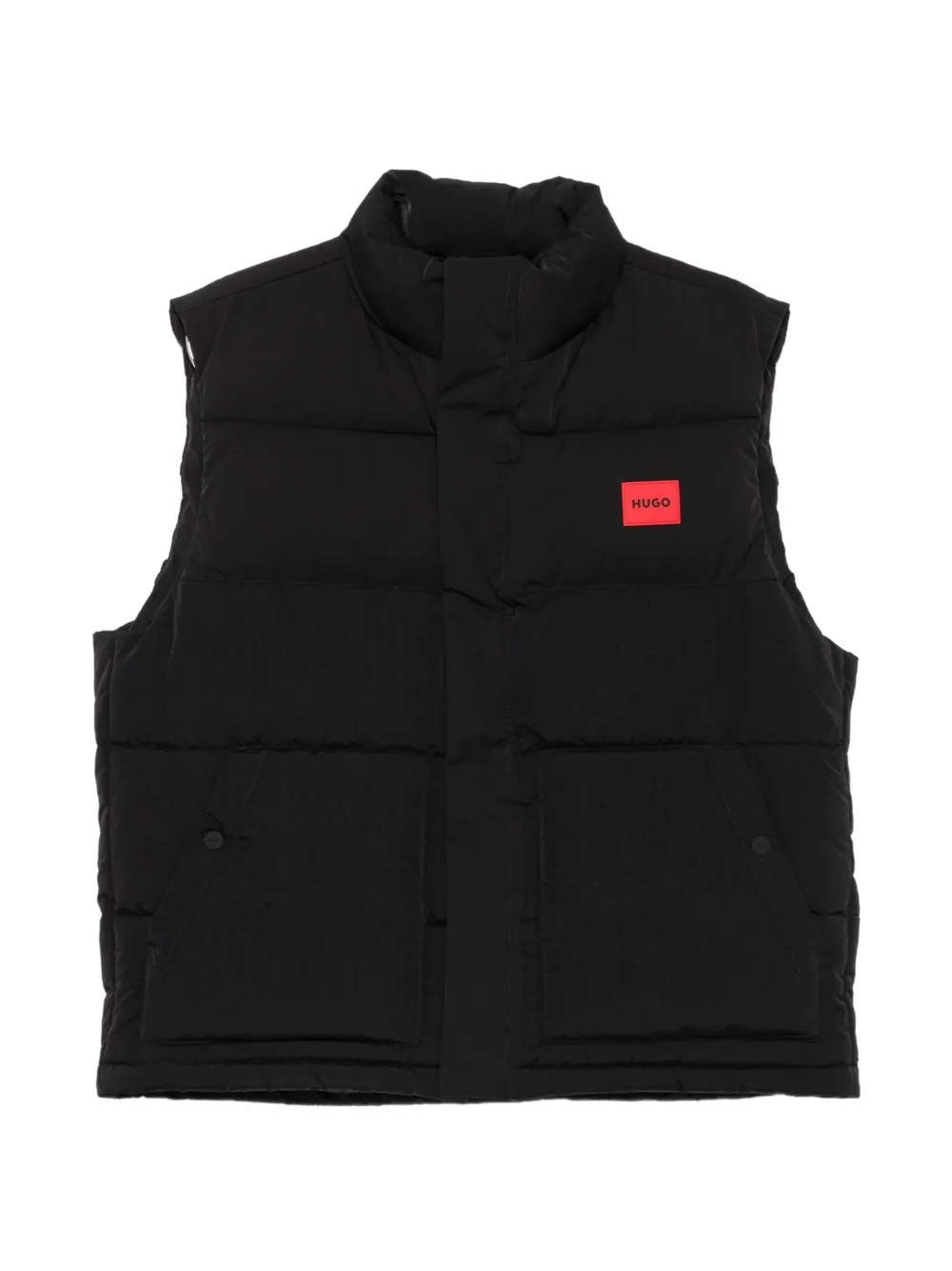 HUGO quilted logo-patch gilet - Schwarz
