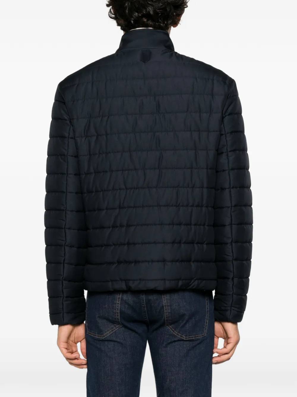 Canali quilted high-neck jacket Blauw