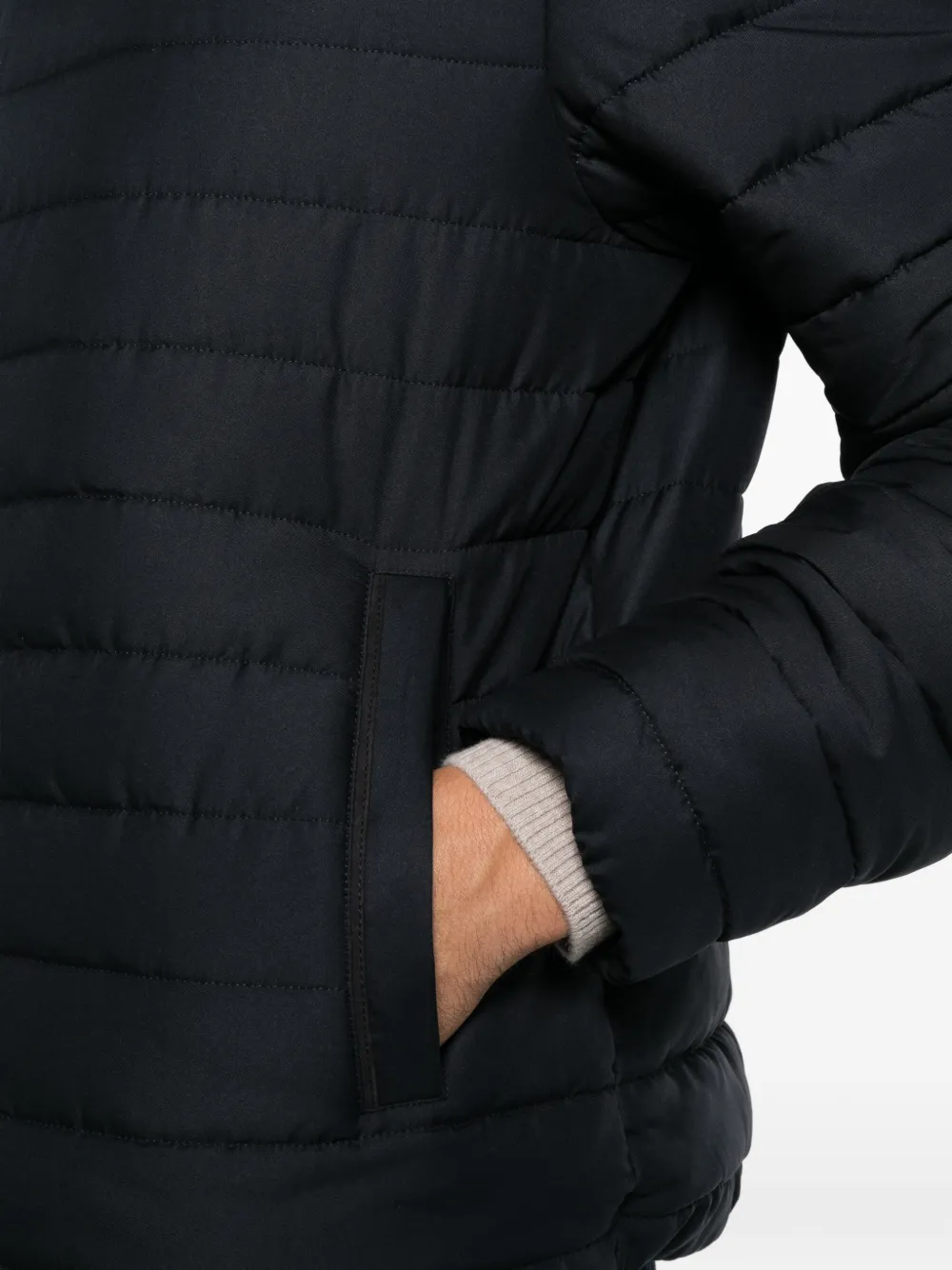 Canali quilted high-neck jacket Blauw