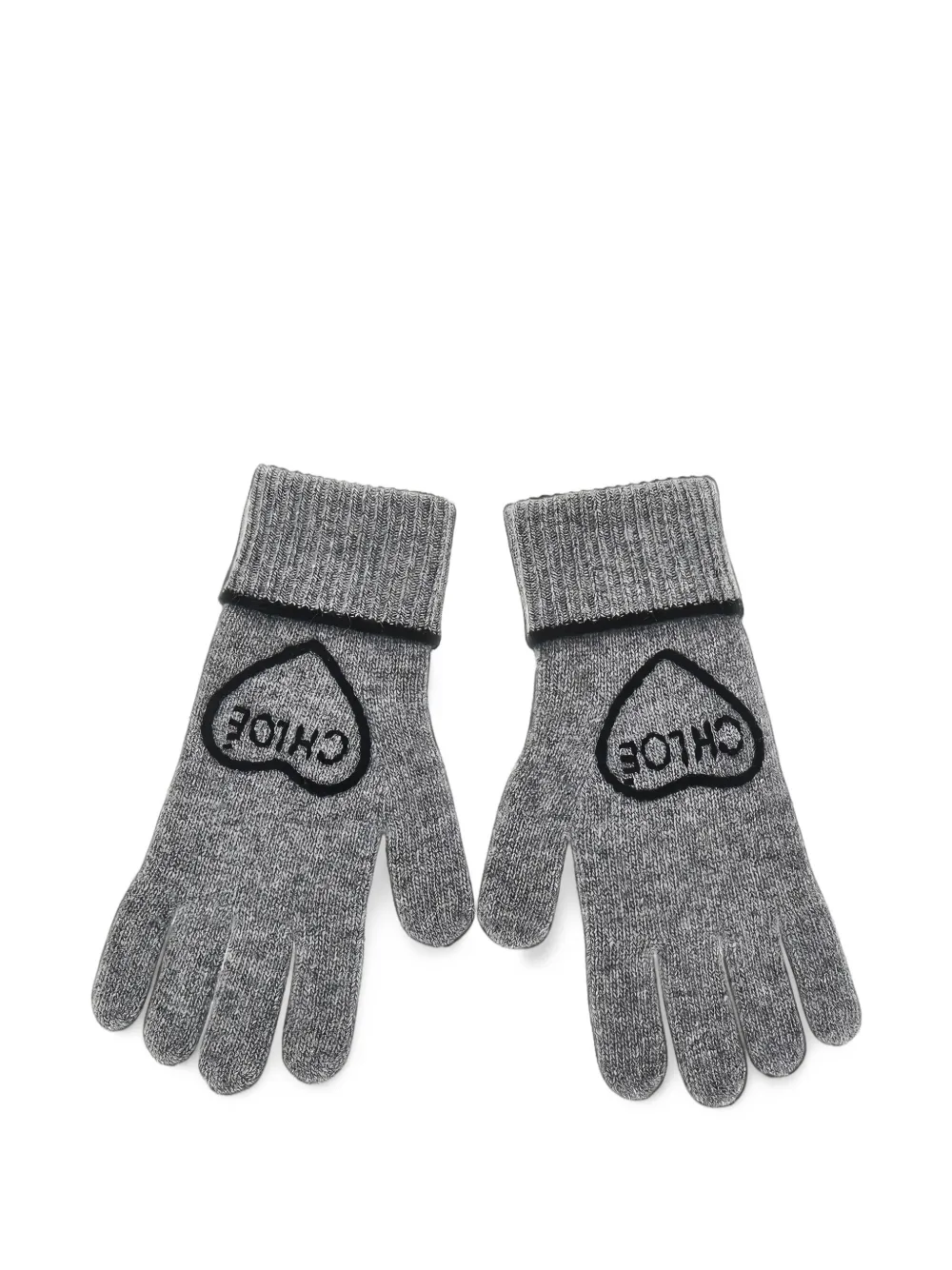 Chloé The Chloé Encoeur gloves in wool & cashmere – Grey
