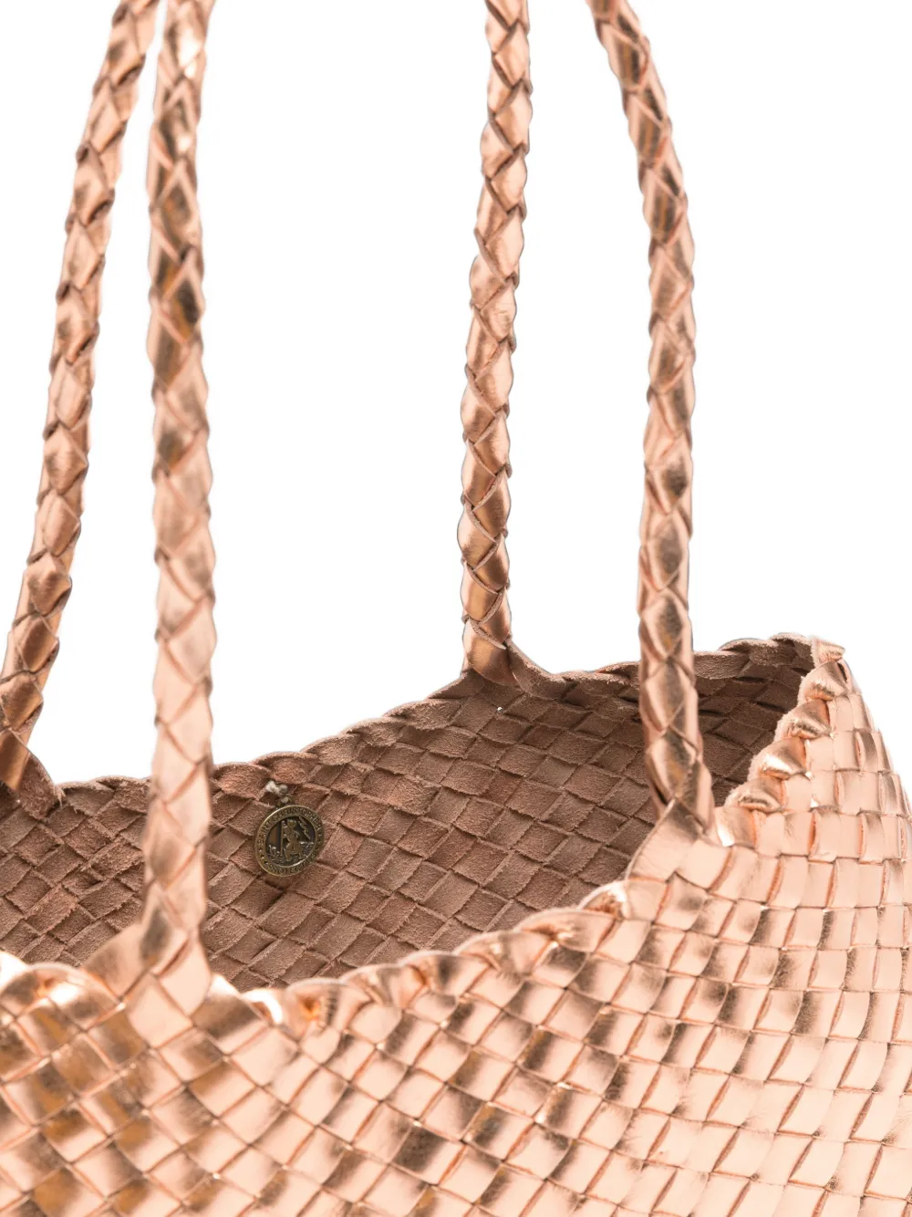 DRAGON DIFFUSION Santa Croce woven metallic leather tote bag Goud