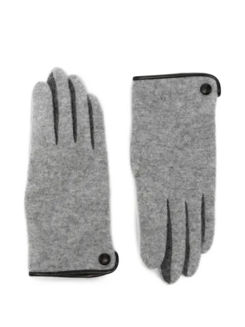 L'APERO leather-trim cashmere gloves