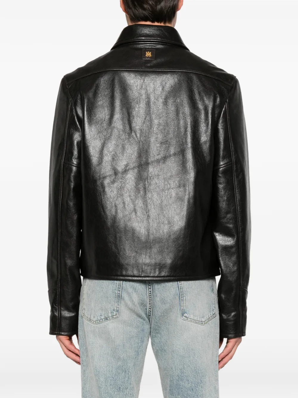 AMIRI floral-embroidered leather jacket Bruin