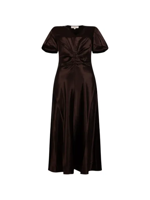 Derhy Angelique ruched satin-finish midi dress