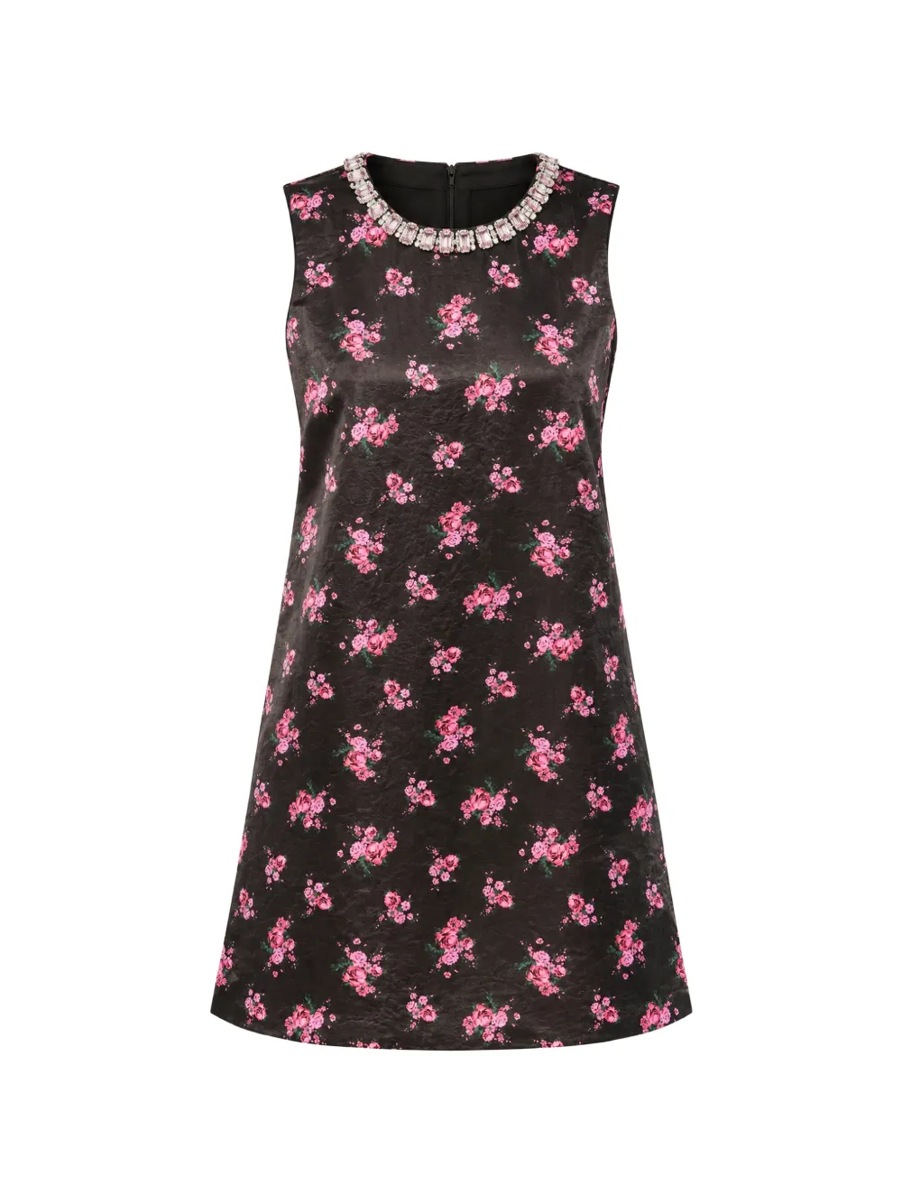 Essentiel Antwerp Katia neckline-embellished floral-print mini dress Zwart