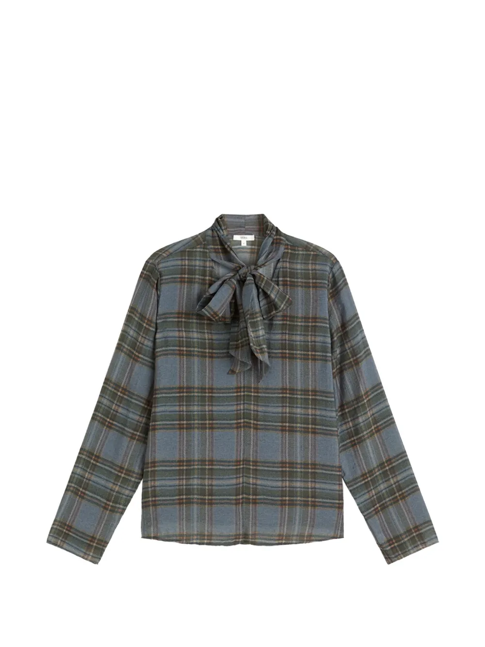 YERSE check-pattern tie-neck shirt - Blu