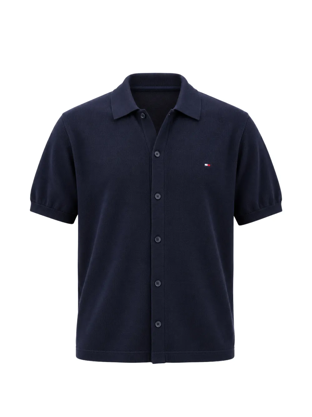 Tommy Hilfiger logo-embroidered short-sleeve shirt - Blau