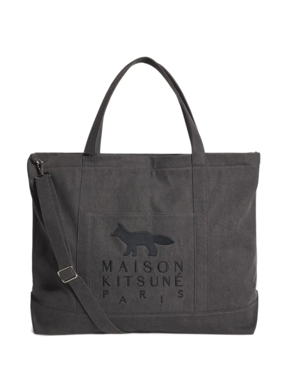 Maison Kitsuné XL Profile Fox tote bag Zwart