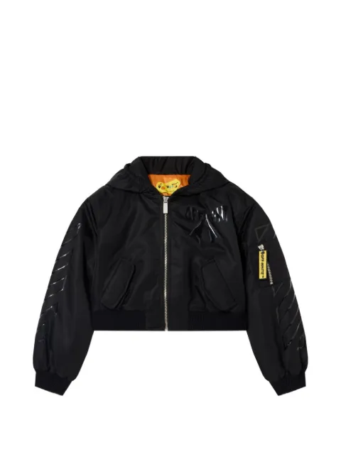 Off-White Kids Ribbon Diagonals cropped bomber jacket