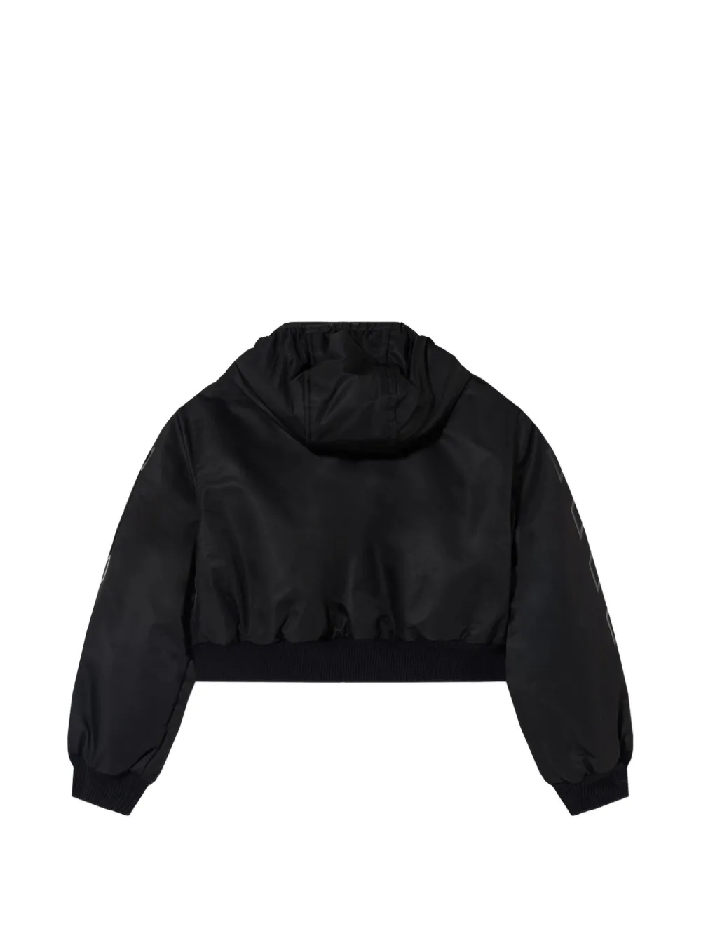 Off-White Kids Ribbon Diagonals cropped bomber jacket Zwart