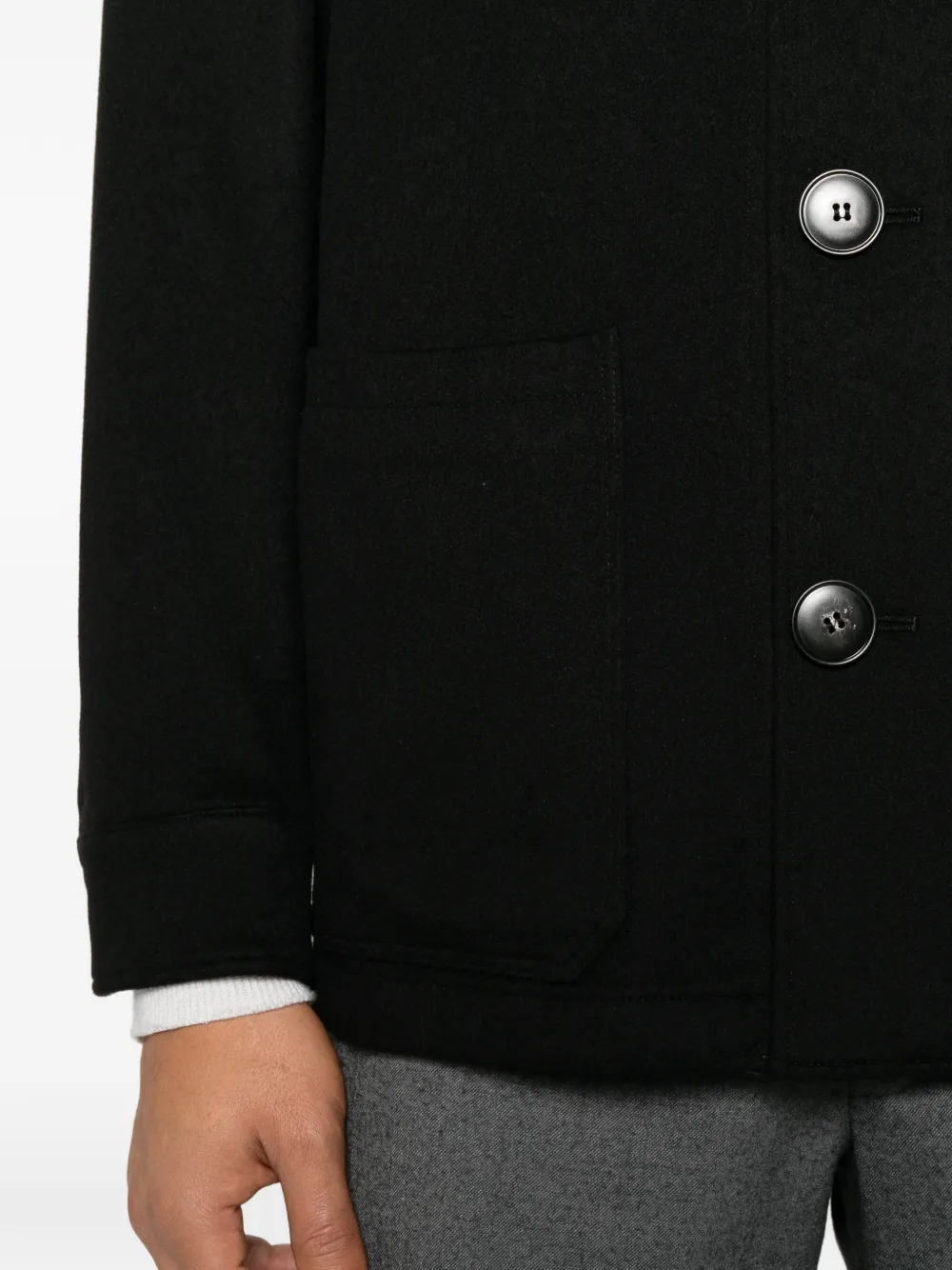 Canali cashmere button-up jacket Zwart
