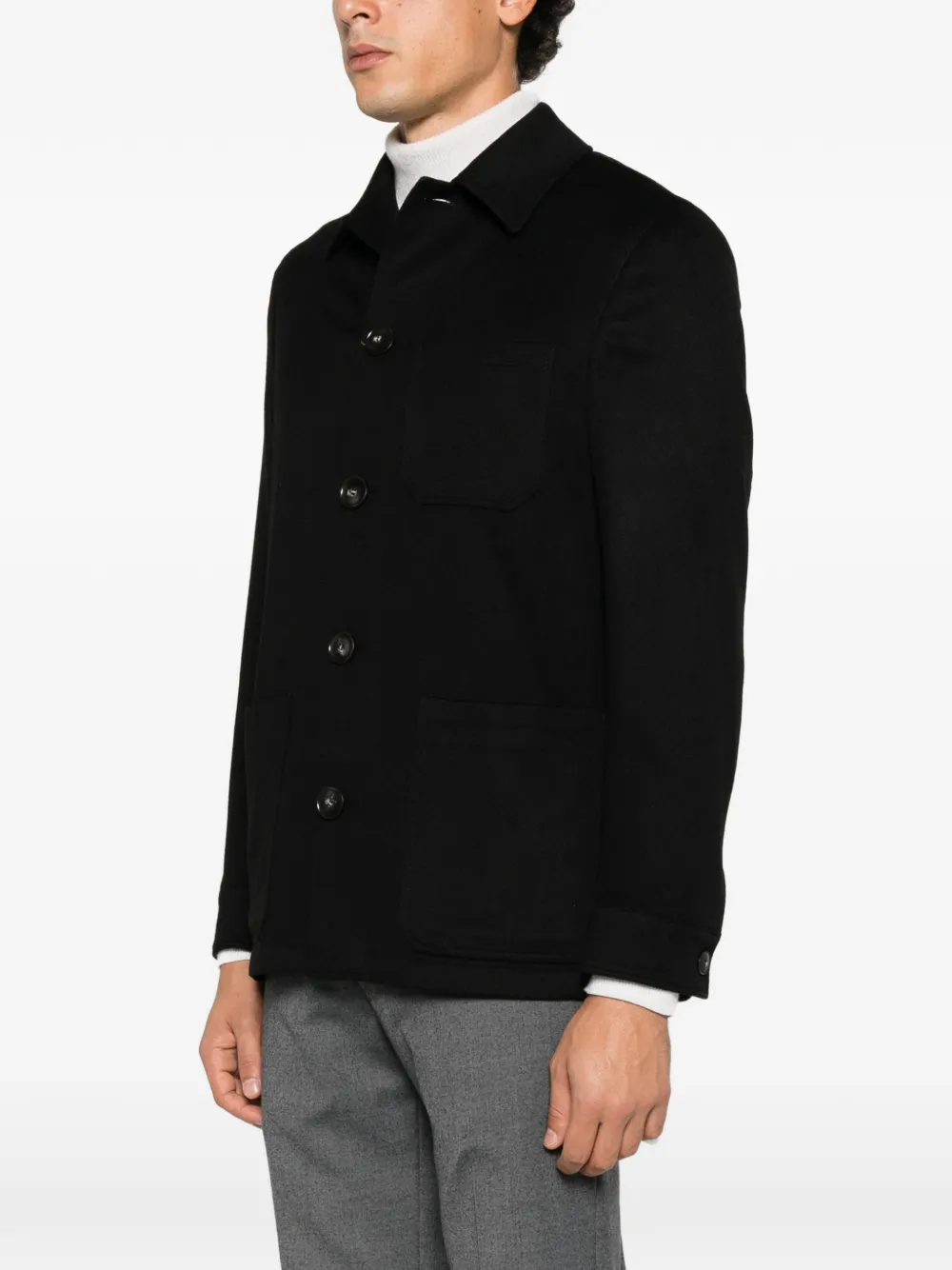 Canali cashmere button-up jacket Zwart