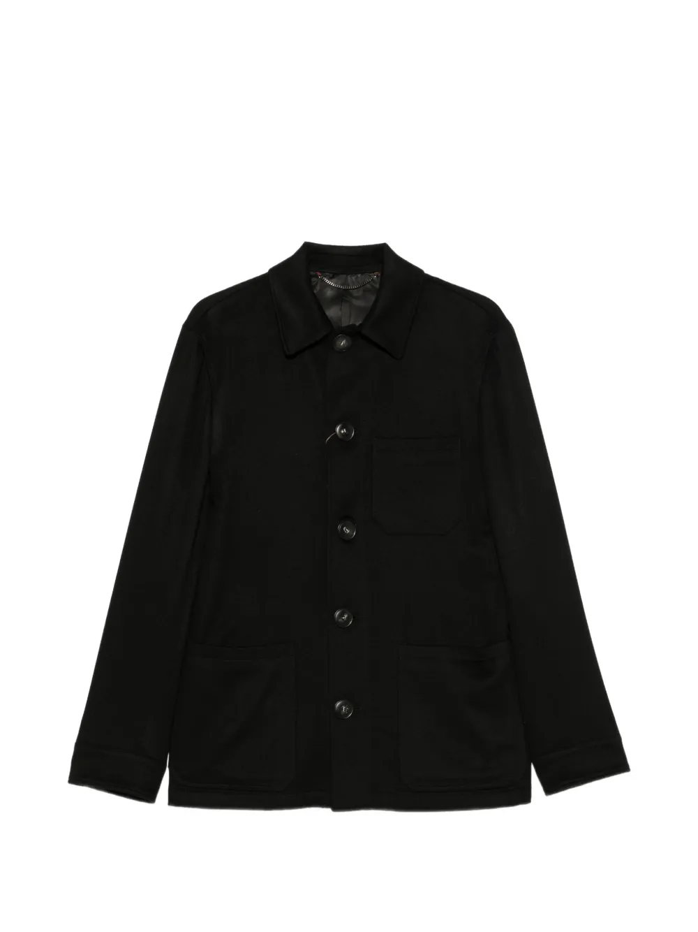 Canali Cashmere Button-up Jacket In Black