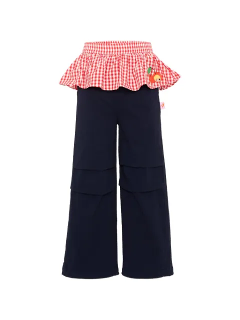Poco Blush Cherry Check gingham ruffled-trim trousers