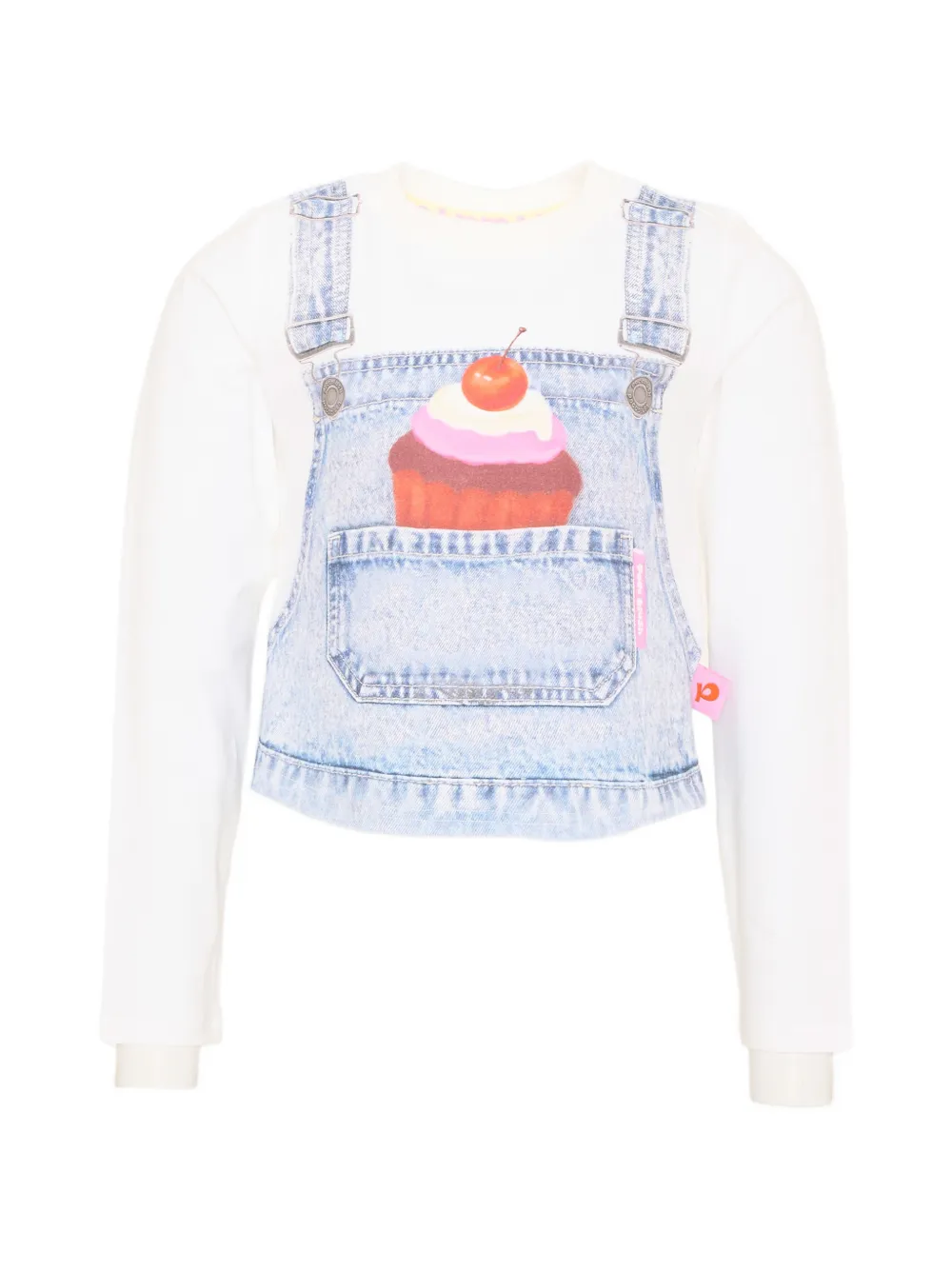 Poco Blush cupcake-print layered-effect T-shirt - Bianco