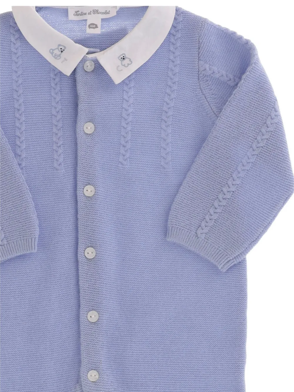 Tartine Et Chocolat Kabelgebreide onesie met borduurwerk Blauw