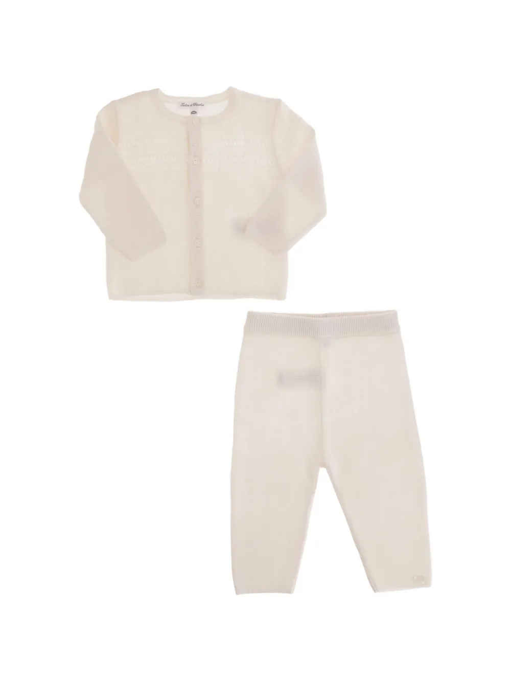 Tartine Et Chocolat Pointelle gebreide set met knopen Beige