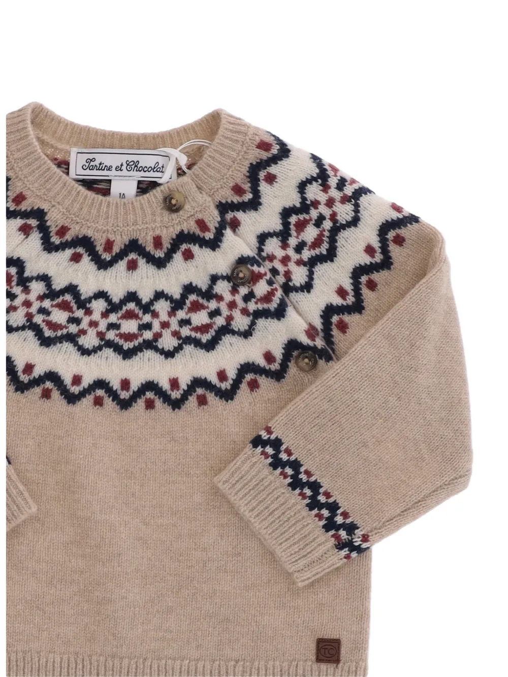 Tartine Et Chocolat geometric-pattern wool sweater Beige