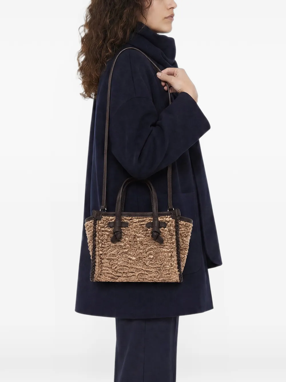 GIANNI CHIARINI small Miss Marcella textured-finish tote bag Beige