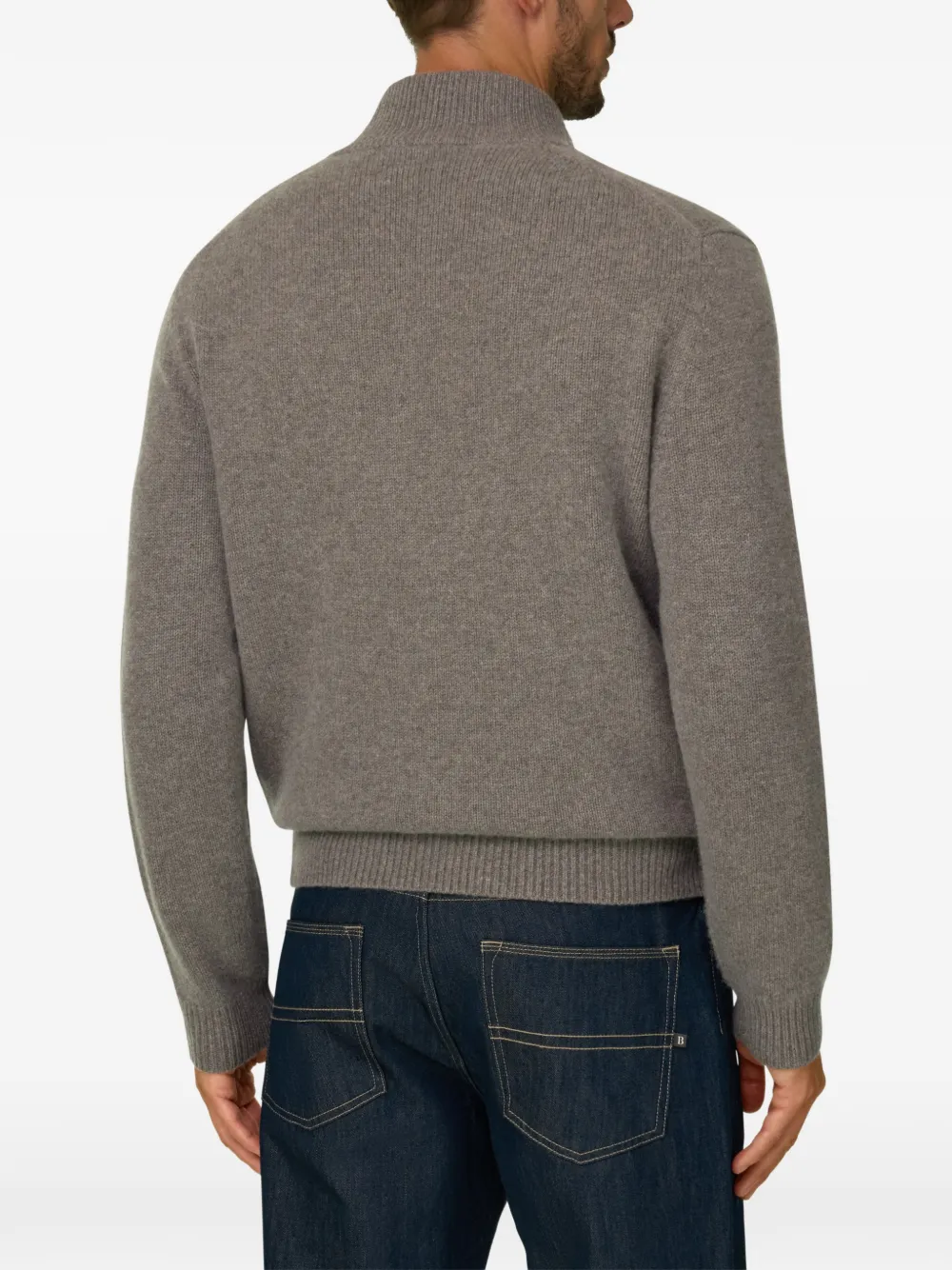 Boggi Milano full-zip jumper in cashmere wool Grijs