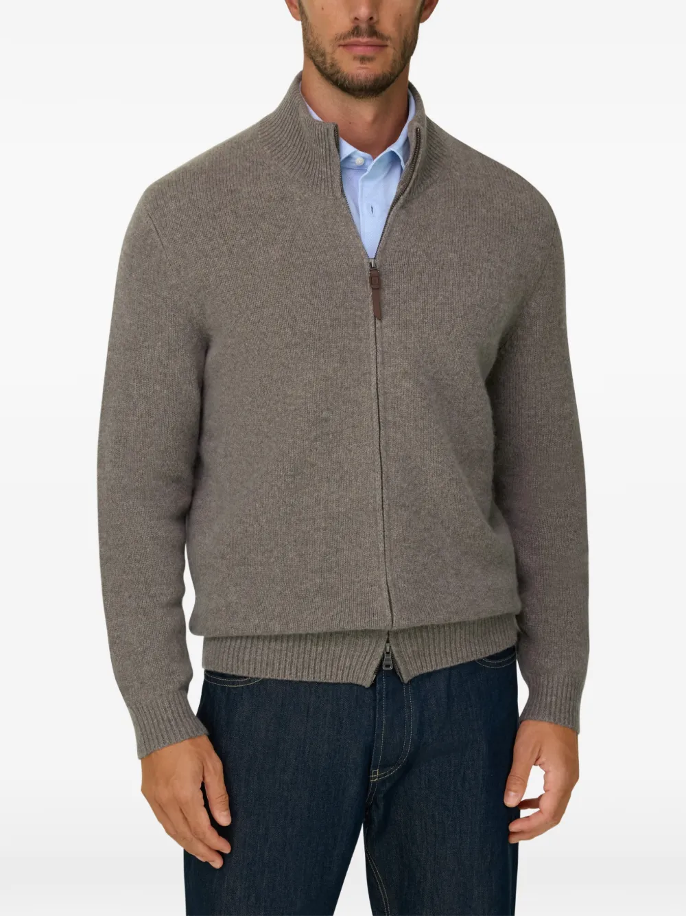 Boggi Milano full-zip jumper in cashmere wool Grijs