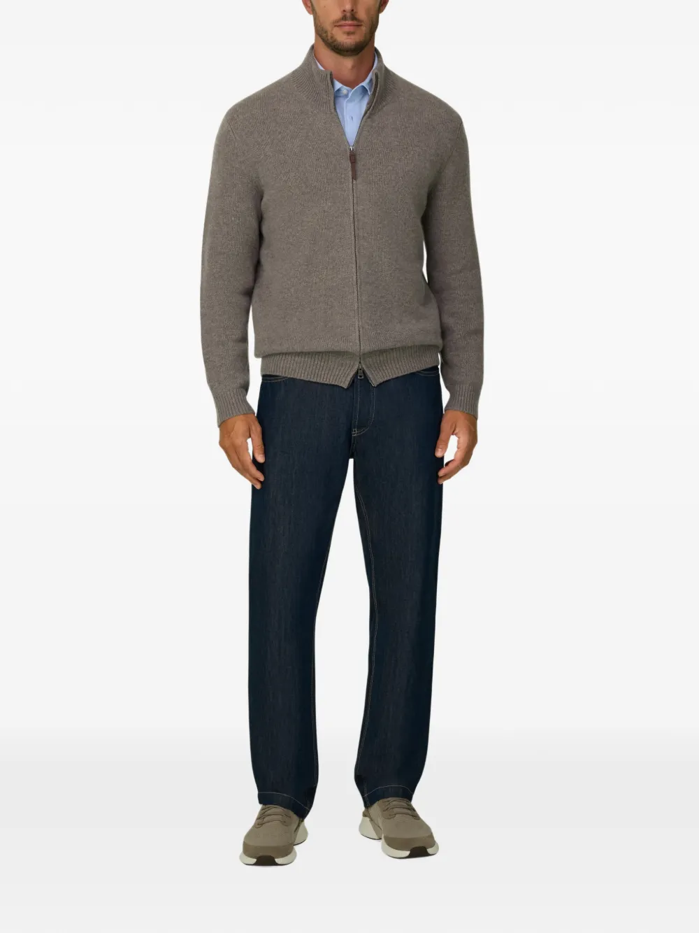 Boggi Milano full-zip jumper in cashmere wool Grijs