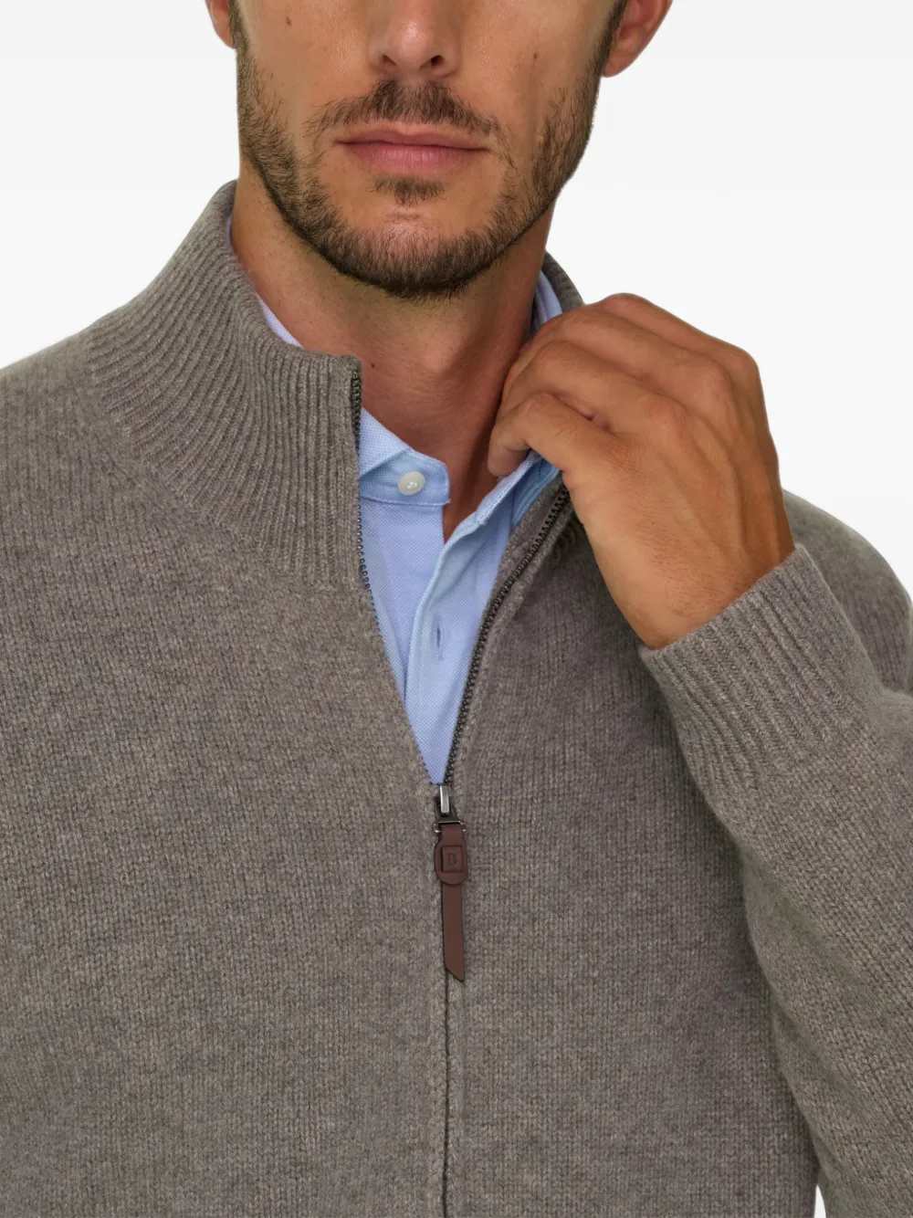 Boggi Milano full-zip jumper in cashmere wool Grijs
