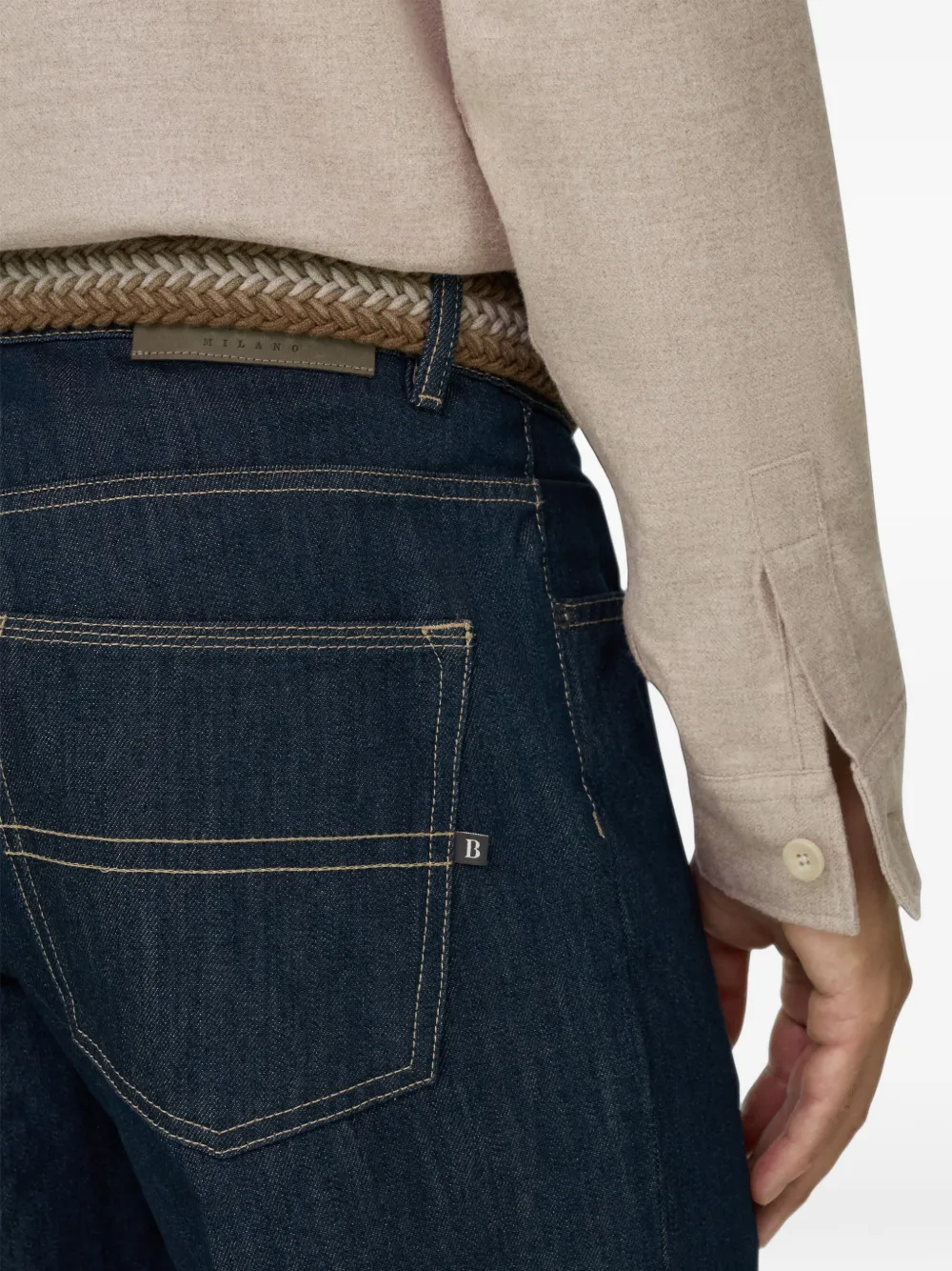 Boggi Milano Shirtjack van katoenen flanel Beige