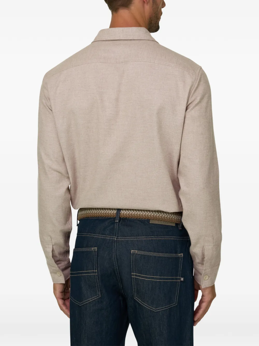 Boggi Milano Shirtjack van katoenen flanel Beige