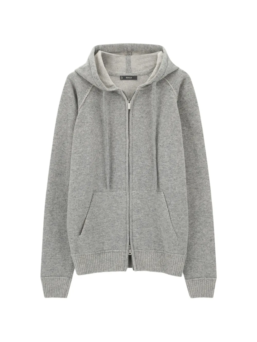 Boggi Milano cashmere-blend full zip-hooded sweater - Grey