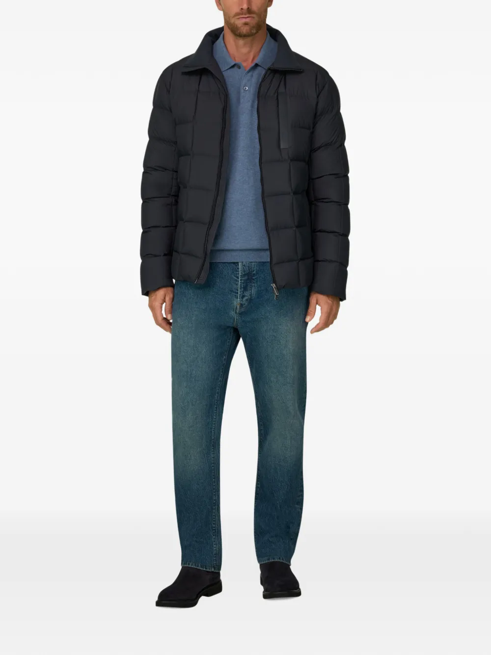Boggi Milano Nylon bomberjack gewatteerd met ganzendons Blauw