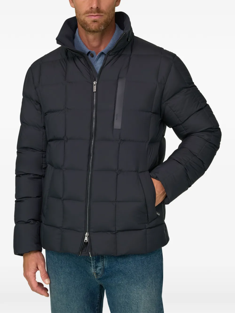 Boggi Milano Nylon bomberjack gewatteerd met ganzendons Blauw