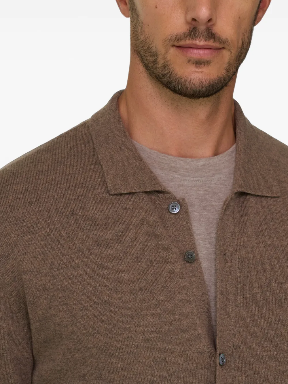 Boggi Milano knitted shirt in wool-cashmere Bruin