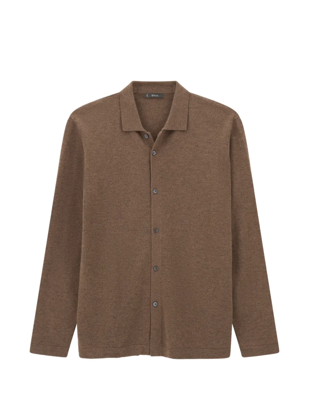 Boggi Milano knitted shirt in wool-cashmere Bruin