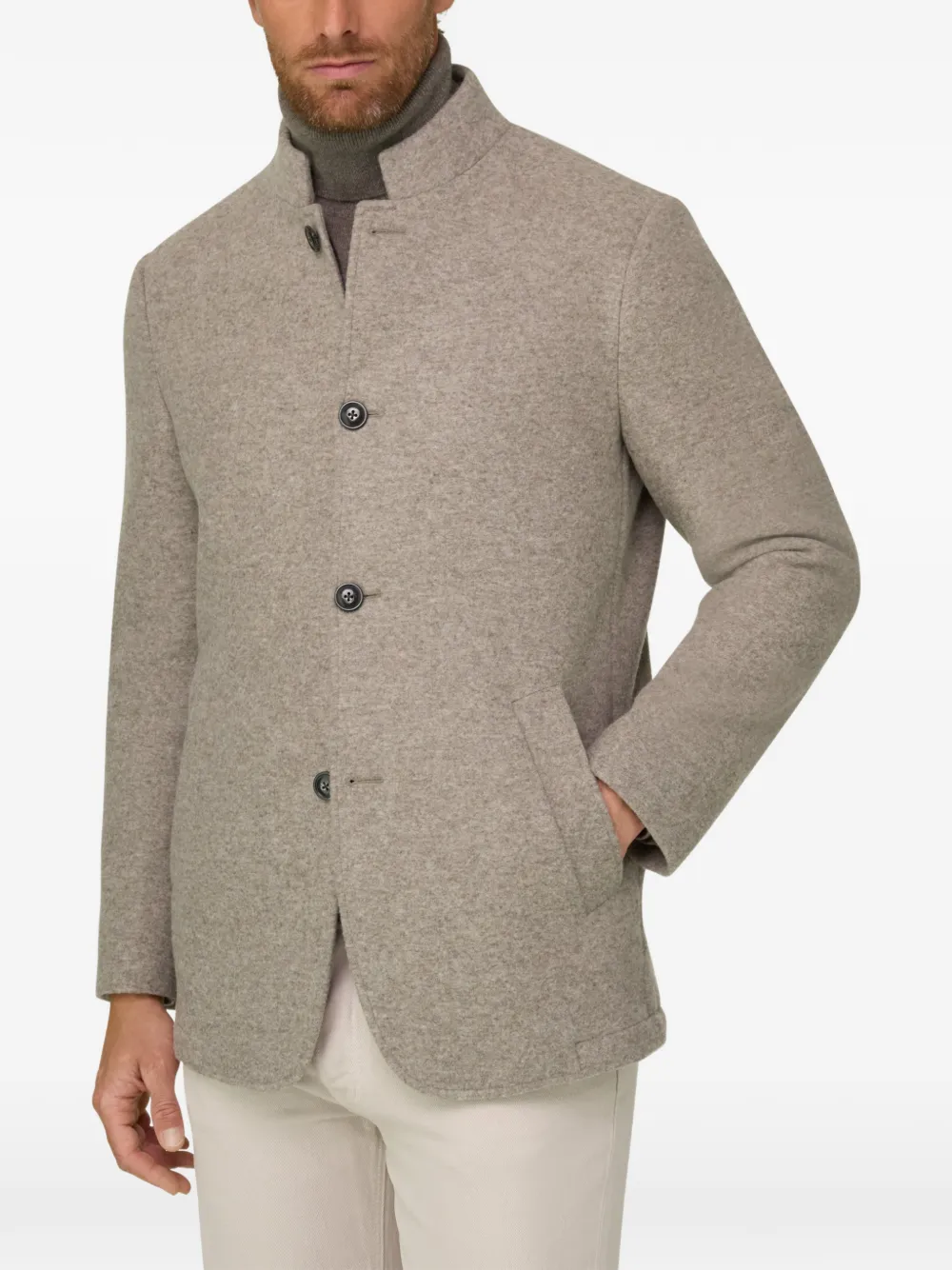 Boggi Milano Caban jas van gemêleerde kasjmier-wolblend Beige